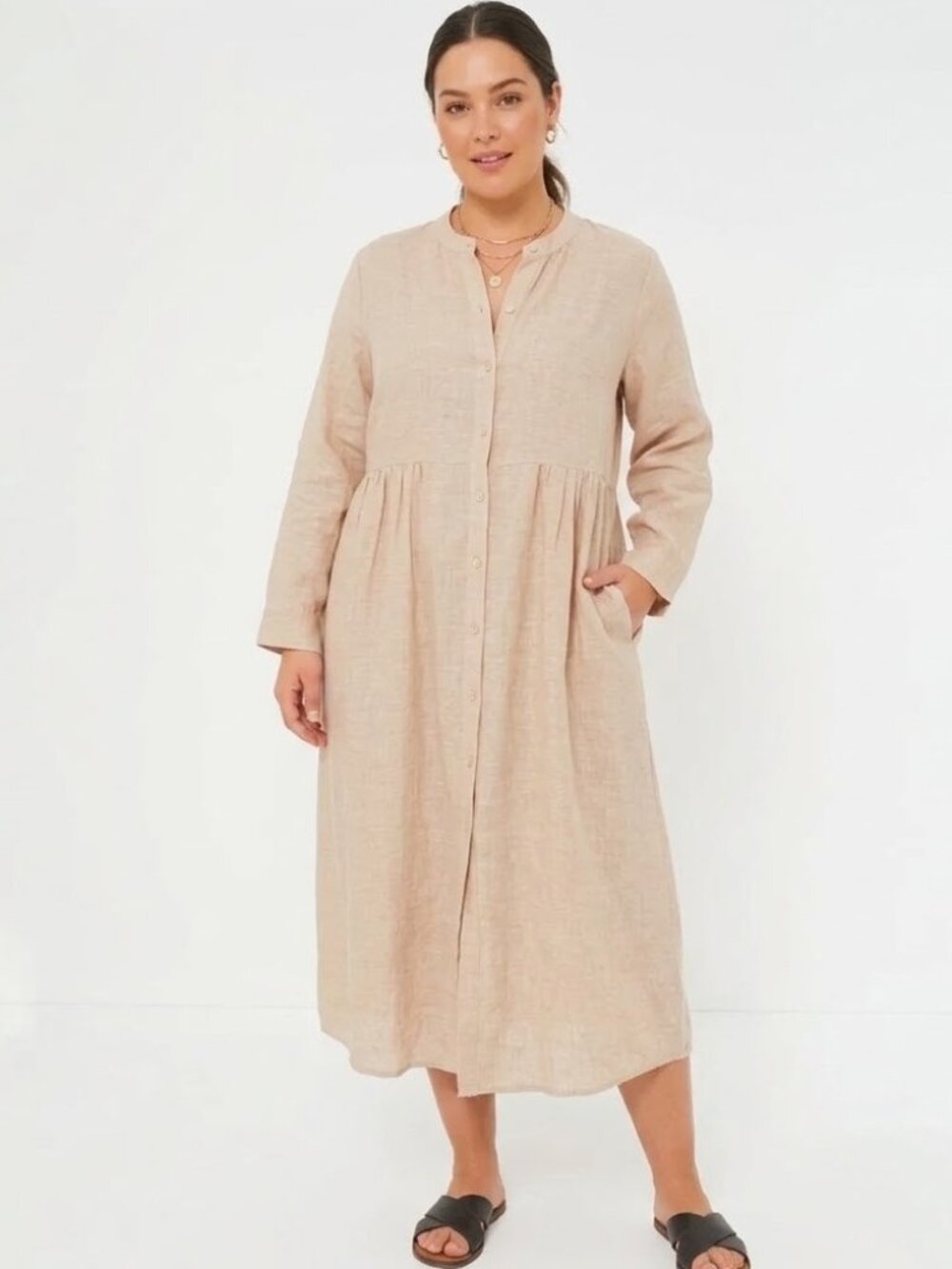 NWT Tuckernuck POMANDER PLACE Lydell in Flax Pampas Hemp Shirt Dress XXXL